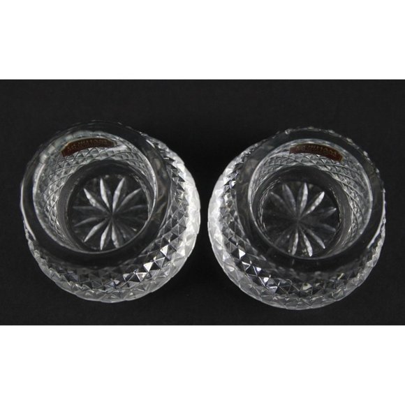 Gorham FULL LEAD CRYSTAL CANDLE HOLDERS Hand Crafted in Yugoslavia Hand Cut ANB - Picture 4 of 12